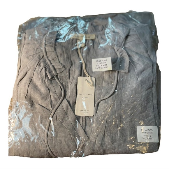 GRADE & Gather blue mist tiered ruffle sleeve blouse - Picture 11 of 15